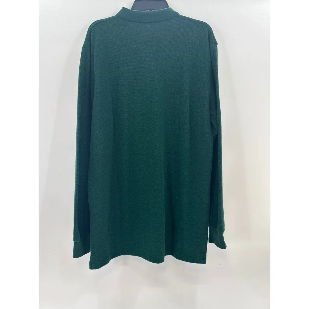 VINTAGE Polo Ralph Lauren Long Sleeve Polo Shirt Green Navy‎ Yellow Stripe XL